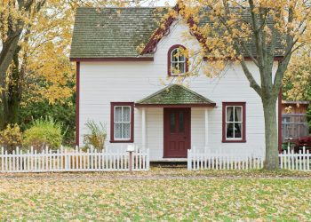 white house under maple trees