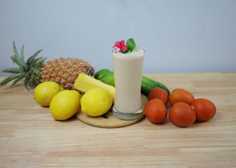 a cup of tea with fruit