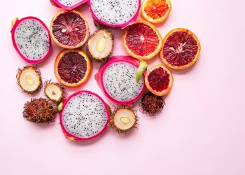 flatlay photography of citrus and dragon