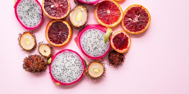 flatlay photography of citrus and dragon