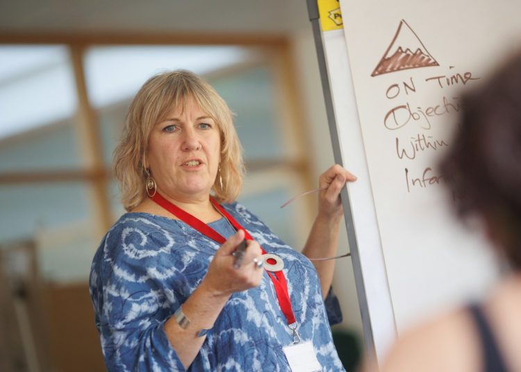 a person writing on a whiteboard