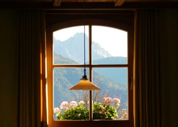 pendant lamp in front of window
